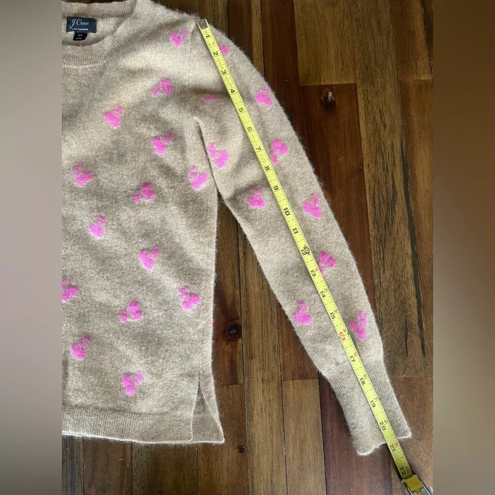 J. Crew tan and pink cherry cashmere sweater XS